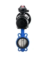 Затвор дисковый поворотный DN.ru WBV1413E-2W-Fb-H Ду150 Ру16, корпус - чугун GGG50, диск - чугун GGG40, уплотнение - EPDM, с пневмоприводом DN.ru PA-DA-105-1 двойного действия, с БКВ APL-210N