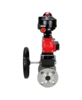 Кран шаровой DN.ru BV3131P(3pc)-FP-F-ISO-H Ду15 Ру40 фланцевый, полнопроходной, трехсоставной, корпус - нерж.сталь SS304, уплотнение - PTFE, пн.привод DN.ru PA-DA-052 пн.распределитель 4M310-08 AC220V ручной дублер MON1-250-T26-ISO БКВ APL-510N-EX