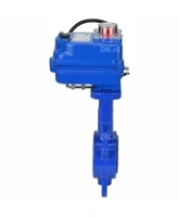 Затвор дисковый поворотный DN.ru WBV1432E-2W-Fb-H Ду40 Ру16, корпус - чугун GGG50, диск - нержавеющая сталь 316L, уплотнение - EPDM, с электроприводом DN.ru QT-N-003EM-O1-220VAC-У1 blue 220В