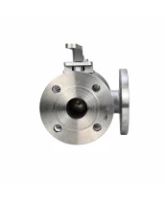 Кран шаровой DN.ru BV3232P(2pc)-FP-3WL-F-ISO-H Ду20 Ру16 HYMT, трехходовой L-тип, полнопроходной, фланцевый, материал корпуса - нержавеющая сталь SS316, с ISO фланцем и рукояткой