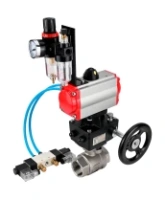 Кран шаровой DN.ru BV3232P(2pc)-FP-T-ISO-H Ду100 Ру40 полнопроходной, внутренняя резьба, нержавеющая сталь 316, уплотнение - PTFE, с пневмоприводом PA-DA-083, пневмораспределителем 4V320-08 AC220V, ручным дублером MON2-450-T28-ISO, БПВ AFC2000