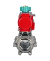 Кран шаровой DN.ru BV3232P(3pc)-FP-SW-ISO-H Ду80 Ру63 полнопроходной, корпус - нержавеющая сталь SS316, под приварку, с пневмоприводом PA-DA-105, магнитным переключателем ALS200D