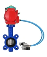 Затвор дисковый поворотный DN.ru WBV1631E-2W-Fb-H Ду50 Ру16 LUG межфланцевый, корпус - чугун QT450, диск - нержавеющая сталь AISI 304, EPDM, с пневмоприводом PA-SA-083, пневмораспределителем 4V320-08 AC220V и магнитным переключателем ALS200D
