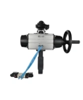 Затвор дисковый поворотный DN.ru WBV4242E-2W-Fb-ISO Дн80 Ру10 межфланцевый, корпус - НПВХ, диск - НПВХ, уплотнение - EPDM, с пневмоприводом PA-DA-105-1, пневмораспределителем 4V320-08 AC220V и БКВ APL-210N
