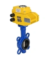 Затвор дисковый поворотный DN.ru WBV1413E-2W-Fb-H Ду100 Ру16, корпус - чугун GGG50, диск - чугун GGG40, уплотнение - EPDM, с четвертьоборотным электроприводом DN.ru QT-N-010EM-O1-24VDC-У1