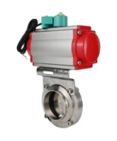 Затвор дисковый поворотный DN.ru WBV3131E-2W-W-H Ду15 Ру10 под приварку, корпус - пищевая нержавеющая сталь 304, уплотнение - EPDM, с пневмоприводом PA-SA-065, пневмораспределителем 4M310-08 220В NAMUR и магнитным переключателем ALS200D