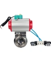 Затвор дисковый поворотный DN.ru WBV3131S-2W-T-H Ду40 Ру10 резьбовой, пищевая нержавеющая сталь 304, уплотнение - Silicon, с пневмоприводом PA-DA-052, пневмораспределителем 4V320-08 AC220V и магнитным переключателем ALS200D