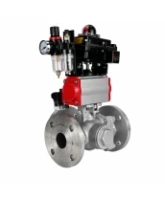 Кран шаровой DN.ru BV3232P(2pc)-FP-3WL-F-ISO-H Ду80 Ру16 HYMT трехходовой L-тип, полнопроходной, фланцевый, корпус - нержавеющая сталь AISI316, с пневмоприводом PA-SA-130, пневмораспределителем 4M320-08 AC220V, БКВ APL-410N EX и БПВ AFC2000