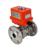 Кран шаровой DN.ru BV3131P(3pc)-FP-F-ISO-H Ду15 Ру40 трехсоставной из нержавеющей стали SS304, фланцевый, полнопроходной с электроприводом DN.ru QT-N-003EM-O1-220VAC-У1 MINI