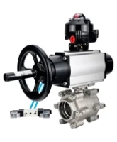 Кран шаровой DN.ru BV3232P(3pc)-FP-SW-ISO-H Ду100 Ру63 полнопроходной, корпус - нержавеющая сталь SS316, под приварку, с пневмоприводом PA-DA-105-1, пневмораспределителем 4V320-08 AC220V, БКВ APL-510N EX
