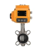 Затвор дисковый поворотный DN.ru WBV3232E-2W-Fb-H Ду150 Ру16, корпус - нержавеющая сталь 316L, диск - нержавеющая сталь 316L, уплотнение - EPDM, с электроприводом DN.ru QT-N-010EM-A1-220VAC-У1 (4-20мА) HARK