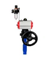 Затвор дисковый поворотный DN.ru WBV1631E-2W-Fb-H Ду125 Ру16 LUG корпус - чугун QT450, диск - нержавеющая сталь 304, уплотнение - EPDM, с пневмоприводом DN.ru PA-DA-105, пневмораспределителем 4M310-08 AC220V, дублером MON3-700-T38-ISO и БПВ AFC2000