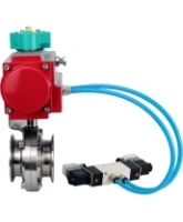 Затвор дисковый поворотный кламповый DN.ru WBV3131S-2W-C-H Ду40 Ру10 корпус - пищевая нержавеющая сталь 304, уплотнение - Silicon, с пневмоприводом PA-DA-052, пневмораспределителем 4V320-08 AC220V и магнитным переключателем ALS200D