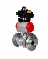 Кран шаровой DN.ru BV3232P(2pc)-FP-3WL-F-ISO-H Ду80 Ру16 HYMT, трехходовой L-тип, полнопроходной, фланцевый, корпус - нержавеющая сталь SS316, с пневмоприводом PA-SA-130, пневмораспределителем 4M310-08 24В NAMUR и БКВ APL-410N EX