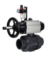 Кран шаровой DN.ru BV4242E-FP-GRM-ISO Дн50 Ру10 полнопроходной, корпус - НПВХ, шар - НПВХ, уплотнение - EPDM, с пневмоприводом PA-DA-105-1, пневмораспределителем 4M310-08 AC220V и БПВ AFC2000