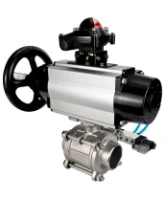 Кран шаровой DN.ru BV3232P(3pc)-FP-W-ISO-H Ду80 Ру25, полнопроходной, трехсоставной, нержавеющая сталь 316, уплотнение - PTFE, под приварку, с пневмоприводом PA-DA-105-1, пневмораспределителем 4V320-10 AC220V, БКВ APL-210N