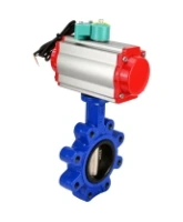 Затвор дисковый поворотный DN.ru WBV1616E-2W-Fb-H Ду100 Ру16 LUG корпус - чугун QT450, диск - чугун QT450, уплотнение - EPDM, с пневмоприводом PA-DA-083, пневмораспределителем 4M310-08 AC220V и магнитным переключателем ALS200D