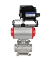 Кран шаровой DN.ru BV3232P(3pc)-FP-W-ISO-H WDVF Ду15 Ру63 полнопроходной, трехсоставной, корпус - нержавеющая сталь 316, уплотнение - PTFE, под приварку, с пневмоприводом PA-SA-065, электропн. поворотным позиционером YT-1000RSN без обратной связи