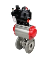 Кран шаровой DN.ru BV3232P(2pc)-FP-F-ISO-H Ду80 Ру16 фланцевый, полнопроходной, двухсоставной, корпус - нерж. сталь SS316, уплотнение - PTFE, с пн.приводом DN.ru PA-SA-130 пн.распределителем 4M310-08 AC220V БПВ AFC2000 БКВ APL-510N-EX