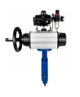 Затвор дисковый поворотный DN.ru WBV3434Pf-2W-Fb-R Ду200 Ру16, корпус - угл. сталь WCB, диск - угл. сталь WCB, футерованный PTFE, уплотнение - PTFE, с пневмоприводом PA-DA-105-1, пневмораспределителем 4M310-08 AC220V, БКВ APL-410N EX и БПВ AFC2000
