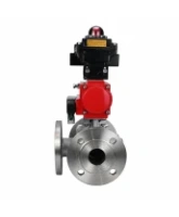 Кран шаровой DN.ru BV3232P(2pc)-FP-3WL-F-ISO-H Ду80 Ру16 HYMT, трехходовой L-тип, полнопроходной, фланцевый, корпус - нержавеющая сталь SS316, с пневмоприводом PA-SA-130, пневмораспределителем 4M310-08 24В NAMUR и БКВ APL-410N EX