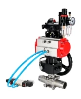 Кран шаровой DN.ru BV3232P(3pc)-FP-W-ISO-H LONG Ду50 Ру40 полнопроход., корпус - нерж.сталь 316, уплотнение - PTFE, под приварку, с пн.приводом PA-DA-083, пн.распределителем 4V320-08 AC220V, редуктором MON2-450-T28-ISO, БКВ APL-210N и БПВ AFC2000
