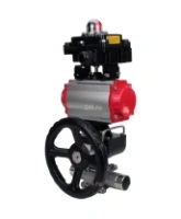 Кран шаровой DN.ru BV3232P(3pc)-FP-W-ISO-H LONG Ду50 Ру40 полнопроход., корпус - нерж.сталь 316, уплотнение - PTFE, под приварку, с пн.приводом PA-DA-083, пн.распределителем 4M310-08 AC220V, ручным дублером MON2-450-T28-ISO и БКВ APL-410N EX