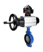 Затвор дисковый поворотный DN.ru WBV1432N-2W-Fb-H Ду125 Ру16, корпус - чугун GGG50, диск - нержавеющая сталь 316L, уплотнение - NBR, с пневмоприводом DN.ru PA-DA-105-1 двойного действия, с БКВ APL-510N-EX