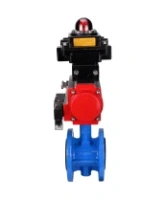 Затвор дисковый поворотный DN.ru WBV1313E-2W-F-H Ду100 Ру16 фланцевый, корпус - чугун GGG40, диск - чугун GGG40, уплотнение - EPDM, с пневмоприводом DN.ru PA-DA-105, пневмораспределителем DN.ru 4M310-08 AC220V и БКВ DN.ru APL-410N EX