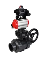 Кран шаровой DN.ru BV4242E-FP-GRM-ISO Дн50 Ру10 полнопроходной, корпус - НПВХ, шар - НПВХ, уплотнение - EPDM, с пневмоприводом PA-DA-052, пневмораспределителем 4M310-08 AC220V, ручным дублером MON1-250-T26-ISO и БКВ APL-410N EX