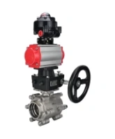 Кран шаровой DN.ru BV3232P(3pc)-FP-SW-ISO-H Ду80 Ру63 полнопроходной, корпус - нержавеющая сталь SS316, под приварку, с пневмоприводом PA-DA-105, БКВ APL-510N EX, ручным дублером MON2-450-T28-ISO