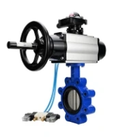 Затвор дисковый поворотный DN.ru WBV1631E-2W-Fb-H Ду125 Ру16 LUG корпус - чугун QT450, диск - нержавеющая сталь 304, уплотнение - EPDM, с пневмоприводом DN.ru PA-DA-105-1, пневмораспределителем 4V320-08 AC220V и БКВ APL-210N