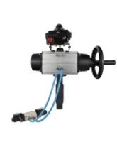 Затвор дисковый поворотный DN.ru WBV4242E-2W-Fb-ISO Дн80 Ру10 межфланцевый, корпус - НПВХ, диск - НПВХ, уплотнение - EPDM, с пневмоприводом PA-DA-105-1, пневмораспределителем 4V320-08 AC220V и БКВ APL-410N EX