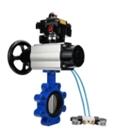 Затвор дисковый поворотный DN.ru WBV1631E-2W-Fb-H Ду125 Ру16 LUG корпус - чугун QT450, диск - нержавеющая сталь 304, уплотнение - EPDM, с пневмоприводом PA-DA-105-1, пневмораспределителем 4V320-10 AC220V и БКВ APL-410N EX