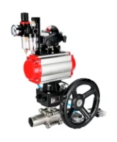 Кран шаровой DN.ru BV3232P(3pc)-FP-W-ISO-H LONG Ду50 Ру40 полнопроход., корпус - нерж.сталь 316, уплотнение - PTFE, под приварку, с пн.приводом PA-DA-083, пн.распределителем 4V320-08 AC220V, редуктором MON2-450-T28-ISO, БКВ APL-210N и БПВ AFC2000