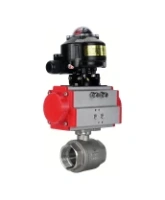 Кран шаровой DN.ru 2 1/2″ Ду65 Ру40 полнопроходной двухходовой, нержавеющая сталь SS316, внутренняя резьба, уплотнение - PTFE, с пневмоприводом DN.ru PA-DA-83 и БКВ APL-510N-EX (BV3232P(2pc)-FP-T-ISO-H)