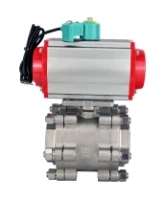 Кран шаровой DN.ru BV3232P(3pc)-FP-SW-ISO-H Ду80 Ру63 полнопроходной, корпус - нержавеющая сталь SS316, под приварку, с пневмоприводом PA-DA-105, магнитным переключателем ALS200D