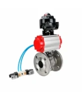 Кран шаровой DN.ru BV3232P(2pc)-FP-F-ISO-H WDVF Ду65 Ру16 полнопроходной, фланцевый, корпус - нержавеющая сталь 316, уплотнение - PTFE, с пневмоприводом PA-SA-130, пневмораспределителем 4V320-08 AC220V и БКВ APL-510N EX
