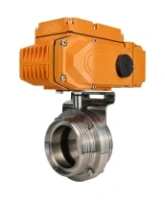 Затвор дисковый поворотный DN.ru WBV3131E-2W-T-H Ду100 Ру10 резьбовой, корпус - пищевая нержавеющая сталь 304, уплотнение - EPDM, с электроприводом QT-N-005EM-A1-220VAC-У1 c датчиком обратной связи и входным управляющим сигналом 4-20мА HARK