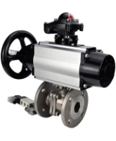 Кран шаровой DN.ru BV3232P(2pc)-FP-F-ISO-H Ду100 Ру16, полнопроходной фланцевый, нержавеющая сталь SS316, уплотнение - PTFE, с пневмоприводом PA-DA-105-1 двойного действия, с пневмораспределителем 4V320-08 AC220V, с БКВ APL-210N
