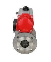 Кран шаровой DN.ru BV3232P(2pc)-FP-F-ISO-R Ду250 Ру16 полнопроходной двухходовой, нержавеющая сталь 316, фланцевый, уплотнение - PTFE, с пневмоприводом PA-DA-160 двойного действия и пневмораспределителем 4M310-08 AC220V