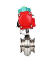Затвор дисковый поворотный DN.ru WBV3131S-2W-T-H Ду40 Ру10 резьбовой, корпус - пищевая нержавеющая сталь 304, уплотнение - Silicon, с пневмоприводом PA-SA-065 и магнитным переключателем ALS200D