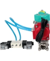 Кран шаровой DN.ru BV3232P(3pc)-FP-W-ISO-H Ду25 Ру63 полнопроходной, корпус - нержавеющая сталь 316, уплотнение - PTFE, под приварку, с пневмоприводом PA-DA-052, пневмораспределителем 4V320-08 AC220V и магнитным переключателем ALS200D