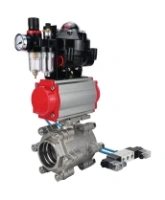 Кран шаровой DN.ru BV3232P(3pc)-FP-SW-ISO-H Ду65 Ру63 полнопроходной, корпус - нержавеющая сталь SS316, под приварку, с пневмоприводом PA-SA-130, пневмораспределителем 4V320-08 AC220V, БКВ APL-510N EX, БПВ AFC2000