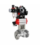 Кран шаровой DN.ru BV3232P(2pc)-FP-3WL-F-ISO-H Ду80 Ру16 HYMT, трехходовой L-тип, полнопроходной, фланцевый, корпус - нержавеющая сталь SS316, с пневмоприводом PA-SA-130, пневмораспределителем 4M310-08 24В NAMUR, БКВ APL-510N EX и БПВ AFC2000