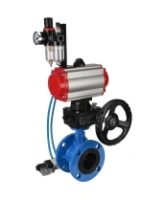 Затвор дисковый поворотный DN.ru WBV1313E-2W-F-H Ду100 Ру16 фланцевый чугун GGG40, диск - чугун GGG40, EPDM, с пневмоприводом DN.ru PA-DA-105, пневмораспределителем DN.ru 4V320-10 AC220V, ручным дублером DN.ru MON1-250-T26-ISO и БПВ DN.ru AFC2000