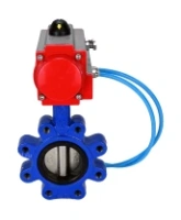 Затвор дисковый поворотный DN.ru WBV1616E-2W-Fb-H Ду100 Ру16 LUG корпус - чугун QT450, диск - чугун QT450, уплотнение - EPDM, с пневмоприводом DN.ru PA-DA-083 и пневмораспределителем 4V320-08 AC220V