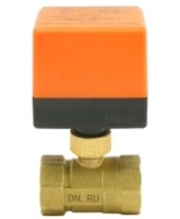 Кран шаровой DN.ru BV0030NP-SP-T-ED Ду25 Ру16 стандартнопроходной двухходовой, латунь, внутренняя резьба, уплотнение - нитриловый каучук / PTFE, с электроприводом 220В без концевых выключателей