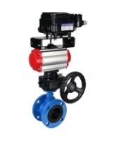 Затвор дисковый поворотный DN.ru WBV1313E-2W-F-H Ду100 Ру16 фланцевый, корпус - чугун GGG40, диск - чугун GGG40, EPDM, с пневмоприводом DN.ru PA-DA-105, позиционером DN.ru YT-1000RSN без обратной связи и ручным дублером DN.ru MON1-250-T26-ISO