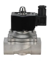 Клапан электромагнитный DN.ru VS331-NT-NO-220VAC 1″ Ду25 Ру10, соленоидный двухходовой, корпус - нержавеющая сталь 304, уплотнение - NBR, резьбовой, нормально-открытый, прямого действия, катушка - 220В